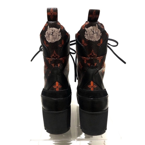 Auth Louis Vuitton Rare Limited Edition Catogram Laureate Combat Boots Booties - Picture 8 of 12